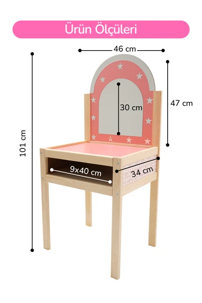 Ahşap Çocuklar İçin Makyaj Masası - Resim 5