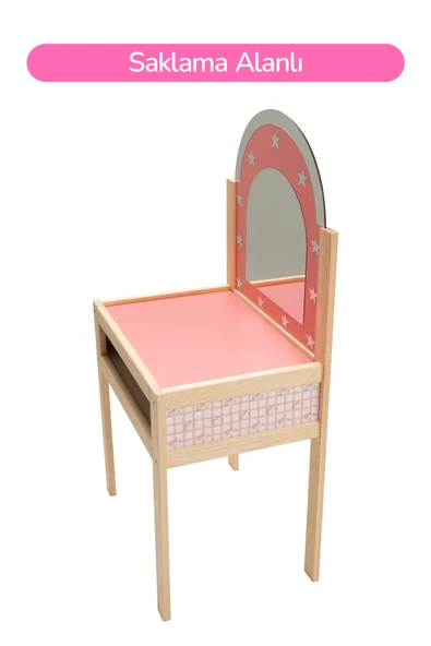Ahşap Çocuklar İçin Makyaj Masası - Resim 6