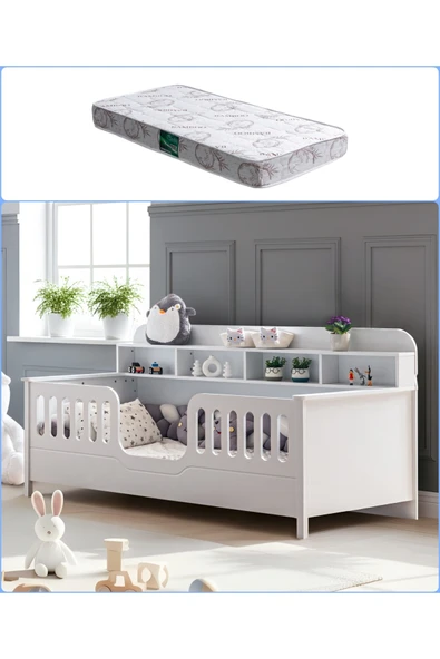 Montessori Karyola, Etap Kitaplıklı Montessori Karyola - 1 Adet 90x190 Comfort Yatak ürün görseli 1