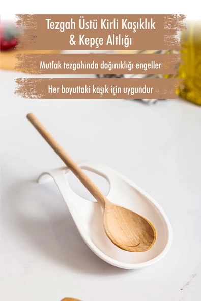 Akrilik Beyaz Tezgah Üstü Kirli Kaşıklık & Kepçe Altlığı ürün görseli 1