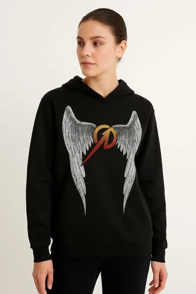 Metallica İki İplik Kapüşonlu Ön Ve Arka Baskılı Hoodie - Siyah ürün görseli 1