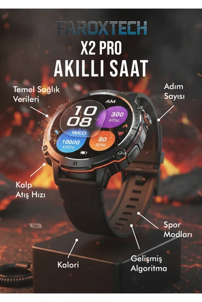 X2 PRO Akıllı Saat - Sağlık Takibi - Telefon Tam Kontrol - Spor & Yaşam - Tüm Telefonlarla Uyumlu ürün görseli 1