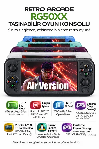 RG50XX Retro Oyun Konsolu 2GB RAM RK3128 PS1 PSP N64 Linux Sistem, Çoklu Emülatör Oyun Konsolu ürün görseli 1