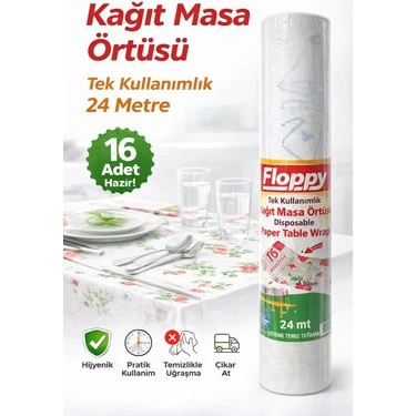 ŞeyliŞeyler - Floppy Tek Kullanımlık Masa Örtüsü 100x150 cm 1 Rulo 16 Adet ürün görseli 1