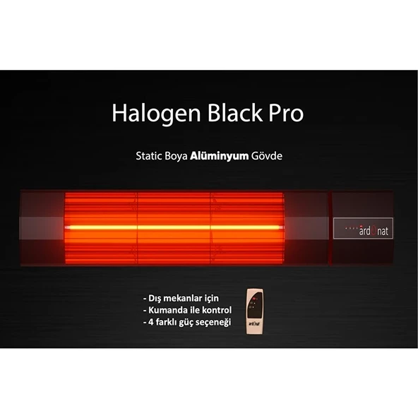 Ardonat Inox Halogen Black Pro  2000 Watt Kumandalı Dış Mekan Isıtıcı. ürün görseli 1