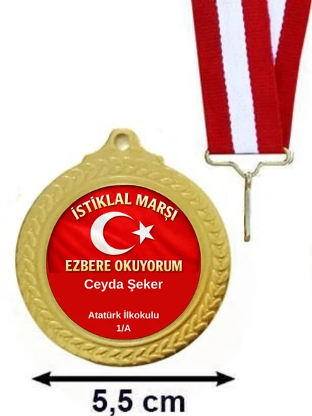 Kişiye Özel İstiklal Marşı Madalyası - İstiklal Marşını Okuyorum Madalyası - İsimli Madalya ( 24 Adet ) ürün görseli 1