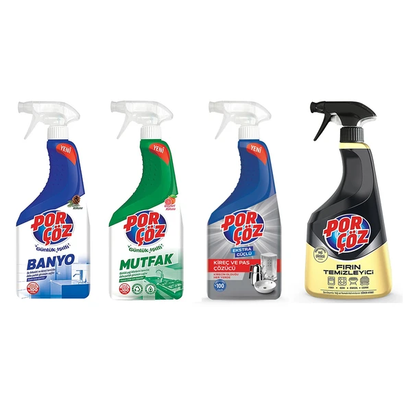 Porçöz Banyo-Mutfak-Fırın-Kireç Çözücü 750 ml 4 lü Set ürün görseli 1