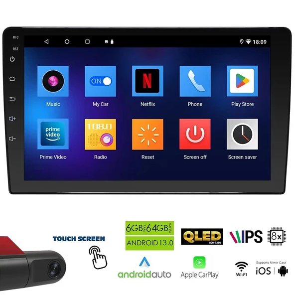 REISS AUDIO RS-DT53 Tablet Multimedya Android 13 10.1 İnç 6+64GB 8 Çekirdek 360 Cam DVR Kameralı ürün görseli 1