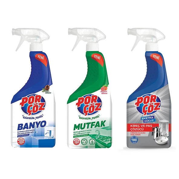 Porçöz Banyo-Mutfak-Kireç Çözücü 750 ml 3 lü Set ürün görseli 1