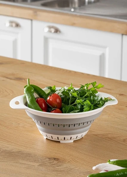 Süzgeç Katlanır Süzgeç Sebze Süzgeci Katlanabilir Süzgeç Oval Silikon Bpa Free ürün görseli 1
