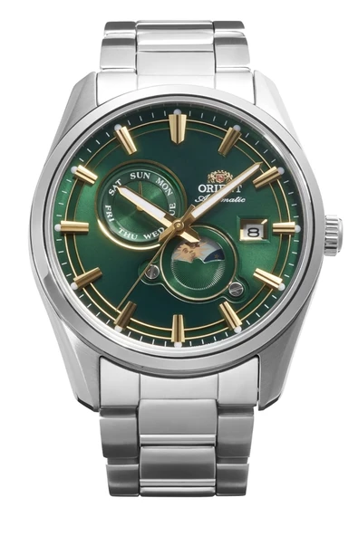 Orient Sun&Moon RA-AK0314E30B Kurmalı Otomatik Çelik Gri Yeşil Kadran 42 mm Erkek Kol Saati ürün görseli 1