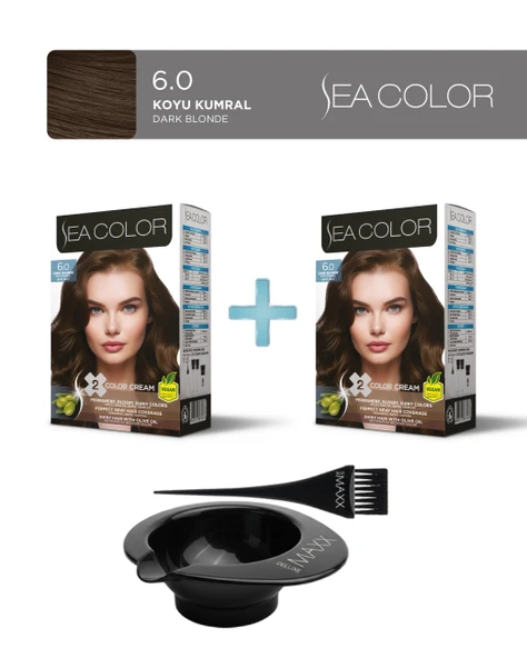 Sea Color 2'li Paket Set Saç Boyası 6.0 Koyu Kumral, Boya Tası ve Fırça Hediye! ürün görseli 1