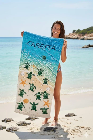 Caretta %100 Pamuk 75x150 cm Plaj Havlusu ürün görseli 1