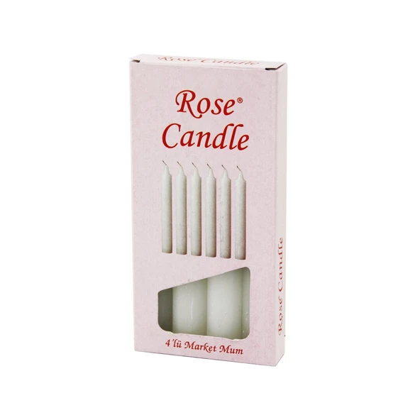 4PCS - KALIN   ÇAP=2CM - UZUNLUK=15CM     BEYAZ KLASİK  MARKET MUM GO53/05454 ürün görseli 1