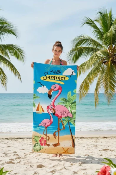 Flamingo %100 Pamuk 75x150 cm Plaj Havlusu ürün görseli 1