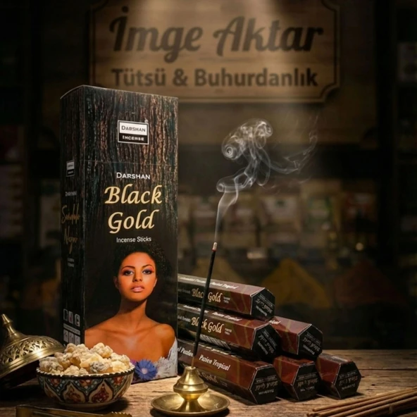 Darshan Black Gold (Siyah Altın) Çubuk Tütsü (20'li Paket) - Mistik ve Yoğun ürün görseli 1