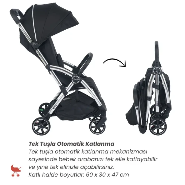 Merkür Bebe Ruby Kabin Boy Bebek Arabası Siyah - Resim 4