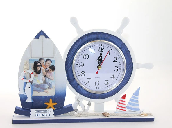 Ahşap Marin Dümenli Çerçeveli Saat Model 1 ürün görseli 1