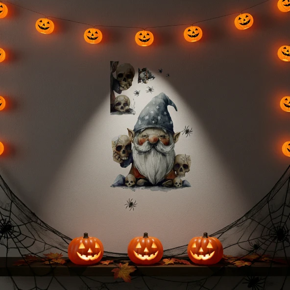 Gotik Cüce ve Kafatası Halloween Duvar Sticker Seti ürün görseli 1