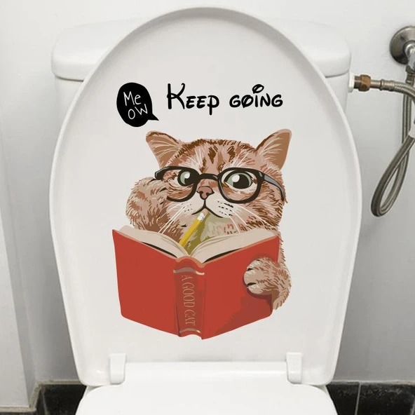 Decohandy Klozet Etiketi Keep Going Kedi ürün görseli 1