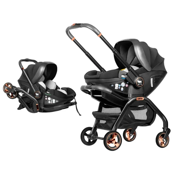 Merkür Bebe Onyx 2'si 1 Arada Oto Koltuğu Bebek Arabası Siyah ürün görseli 1
