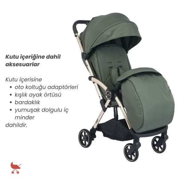 Merkür Bebe Ruby Kabin Boy Bebek Arabası Yeşil - Resim 5