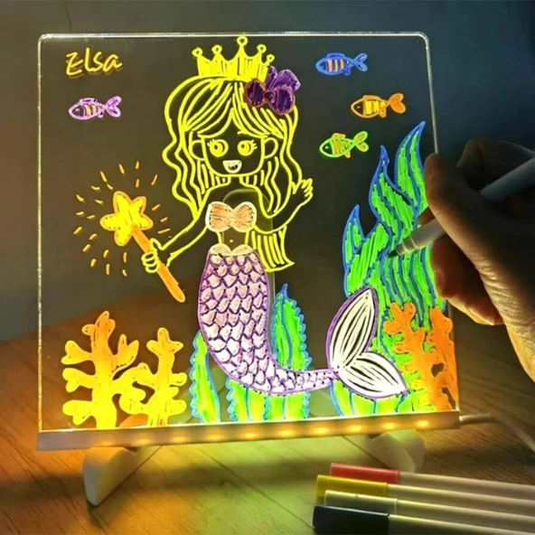 LED Aydınlatmalı Yazı ve Çizim Tahtası - Küçük Boy 20x20 cm ürün görseli 1