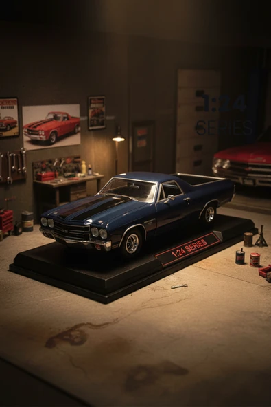 Vardem 1:24 1970 Chevy El Camıno SS 396 Araba Mavi MM-79347 ürün görseli 1
