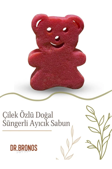 Dr.Bronos Çilek Özlü Doğal Süngerli Ayıcık Sabun 135 gr ürün görseli 1