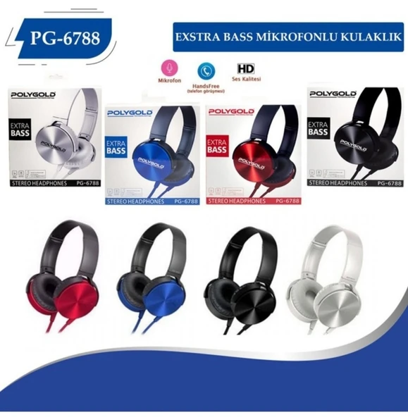 POLYGOLD EXTRA BASS PG-6788 KULAKLIK MİC. ürün görseli 1