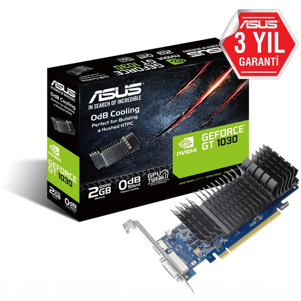 ASUS GT1030-SL-2G-BRK, 2Gb, GDDR5, 64Bit, 1xDVI, 1xHDMI, GAMING Ekran Kartı ürün görseli 1