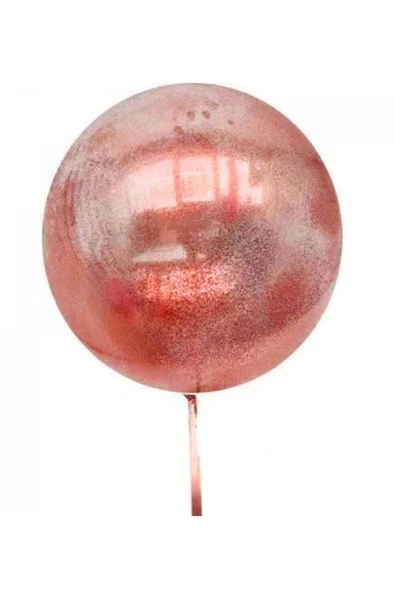 Kırmızı Simli Yuvarlak Şeffaf Balon 24 İnç ürün görseli 1