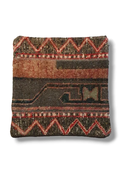 Ottoman Pouffe Art Deco Bohem Eskitme Özel Seri Halı El Dokuması Vintage Kırlent Minder 40x40cm (0200) ürün görseli 1