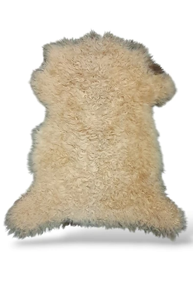 Ottoman Pouffe Hakiki Gerçek Deri Koyun Postu 67x75cm ürün görseli 1
