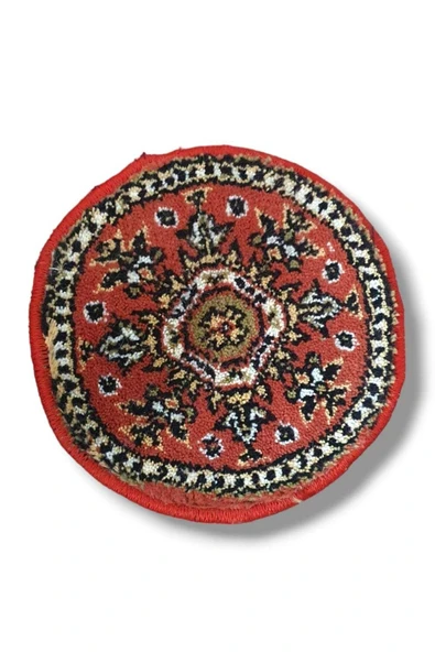 Ottoman Pouffe - Art Deco Otantik %100 Yün Halı Etnik Overloklu Bohem Nihale 20cm ürün görseli 1