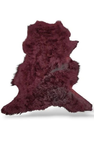 Ottoman Pouffe Hakiki Gerçek Deri Koyun Postu 58x68cm ürün görseli 1