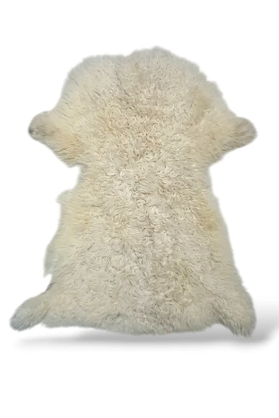 Ottoman Pouffe Hakiki Gerçek Deri Koyun Postu 64x73cm ürün görseli 1