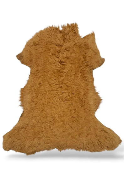 Ottoman Pouffe Hakiki Gerçek Deri Koyun Postu 55x61cm ürün görseli 1