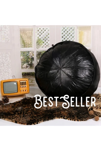 Ottoman Pouffe Şok Fiyat Açılışa Özel %50 Off! Art Deco El Yapımı Hakiki Deri Orijinal Bohem Ottoman Puf Minder60cm ürün görseli 1