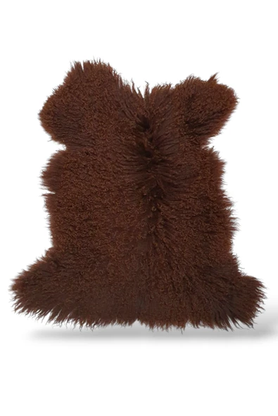 Ottoman Pouffe Hakiki Gerçek Deri Koyun Postu 69x73cm ürün görseli 1