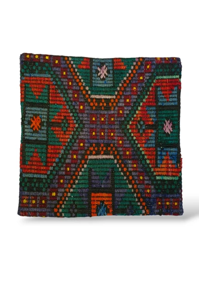 Ottoman Pouffe Art Deco ''özel Seri Halı'' El Dokuması Vintage Bohem Otantik Kırlent Minder 50x50cm [11] ürün görseli 1