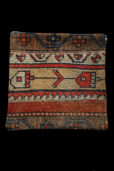 Ottoman Pouffe - Art Deco Bohem Halı El Dokuması Vintage Kırlent Minder 40x40cm (0104) ürün görseli 1