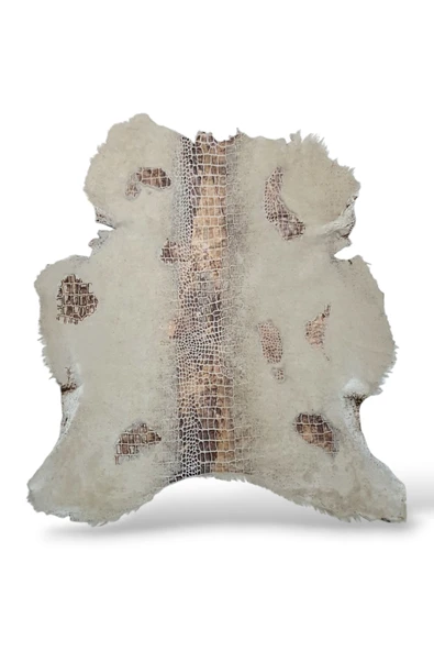 Ottoman Pouffe Art Deco Eskitme Stil Hakiki Gerçek Dana Deri Post 78x77cm ürün görseli 1