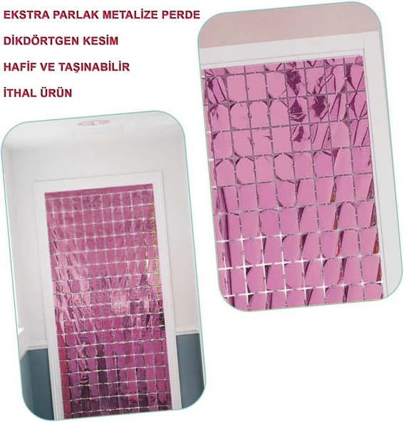 Rose Gold Disko Dikdörtgen Kesim Kapı Perdesi - Resim 2