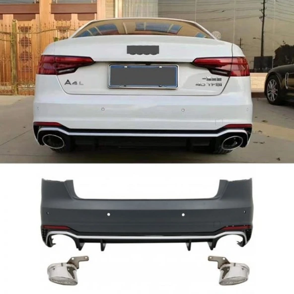 Audi A4 Rs4 Arka Tampon Komple Set 2017-2019 arası uyumlu ürün görseli 1