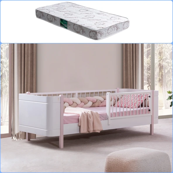 Montessori Karyola, Lidya Montessori Yatak - Pembe + 1 Adet Comfort Yatak ürün görseli 1
