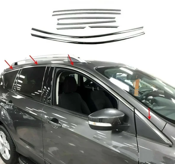 Ford Kuga 2013-2019 Krom Cam Üst Çıtası ürün görseli 1