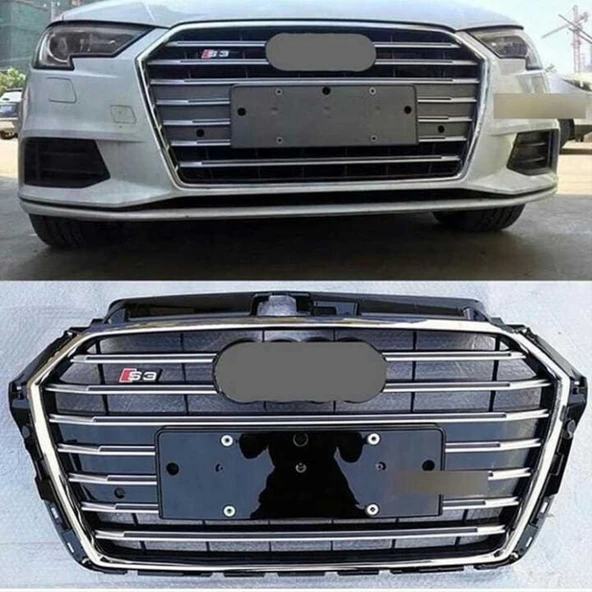 Audi A3 Uyumlu 2016-2020 Panjur S3 Siyah-Krom ürün görseli 1