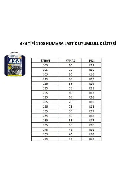 Kar Zinciri 4x4 Tipi 1100 Numara - Resim 3