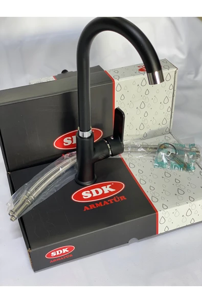 Sdk Lavabo Bataryası Damla Uzun Kuğu Mat Siyah ürün görseli 1